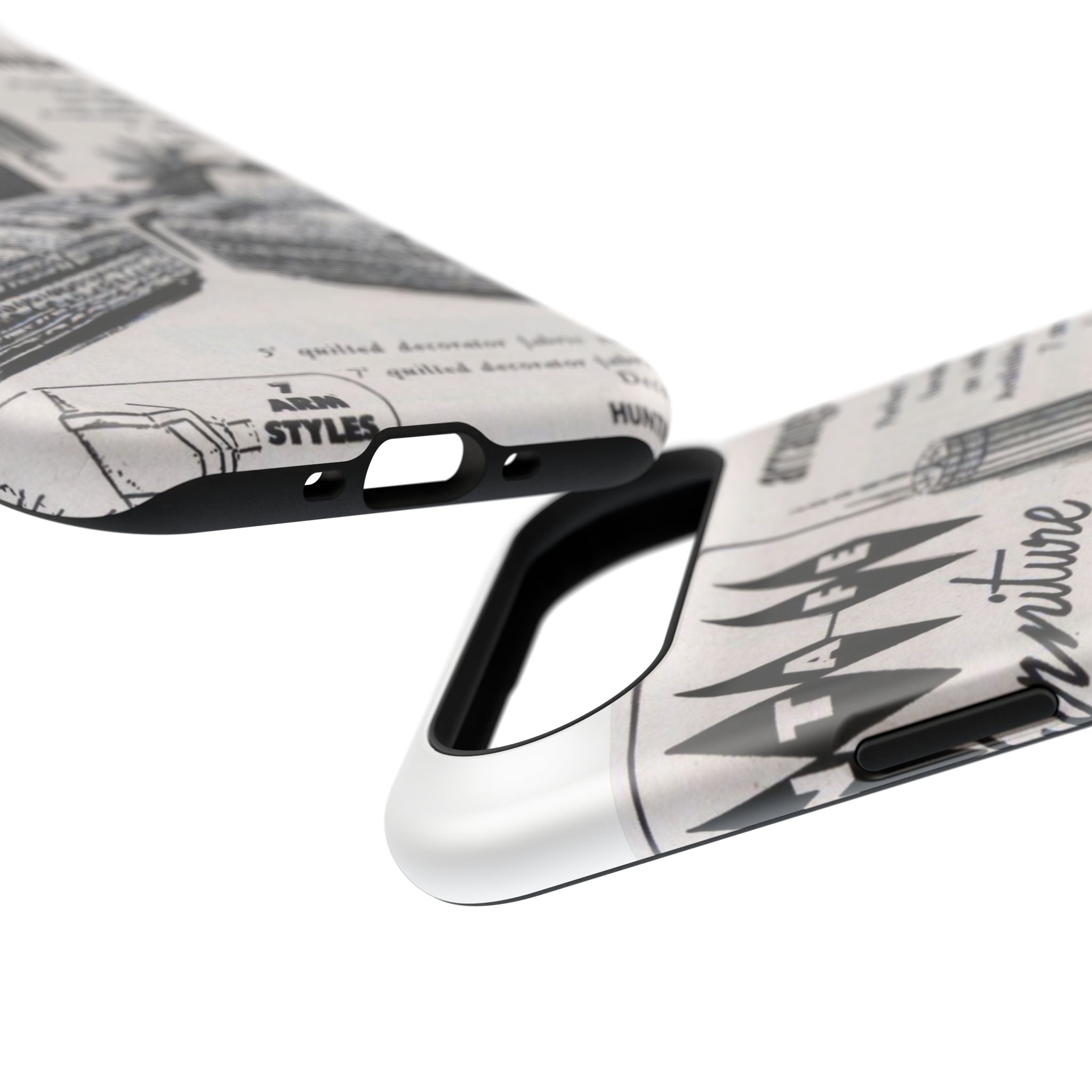 Retro Living Room Vintage Ad Phone Case — Mid Century Furniture Design, Impact-Resistant