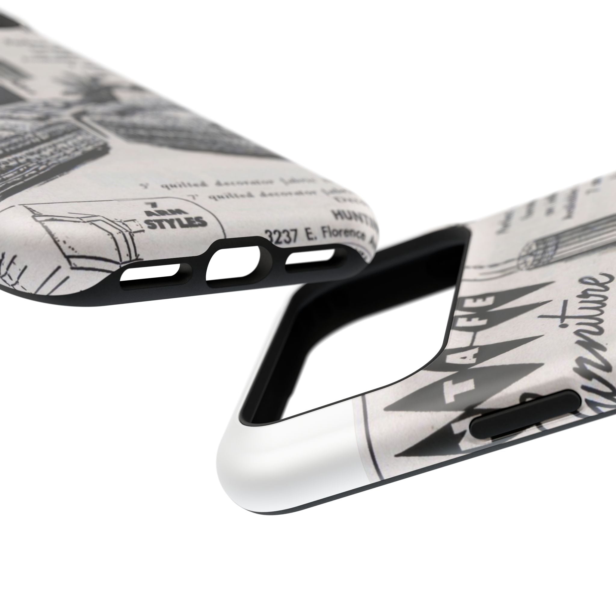 Retro Living Room Vintage Ad Phone Case — Mid Century Furniture Design, Impact-Resistant