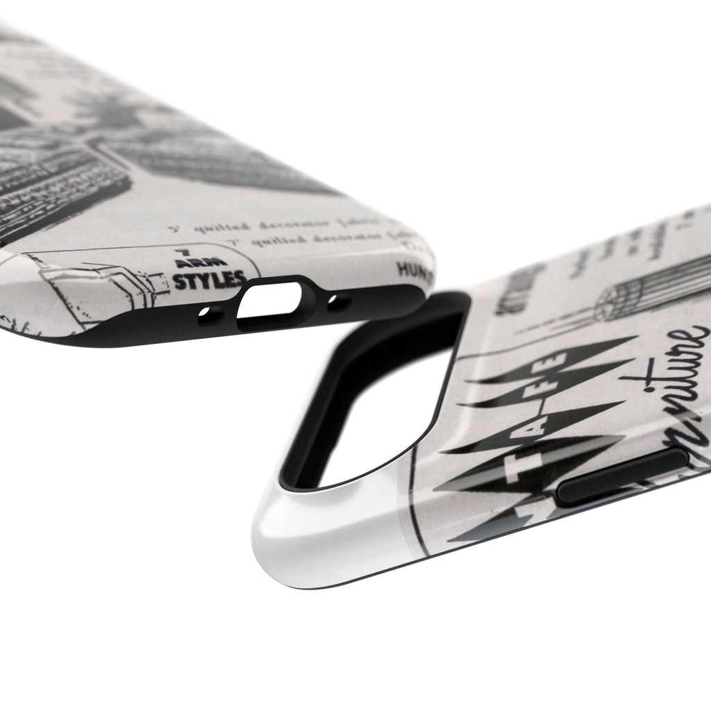 Retro Living Room Vintage Ad Phone Case — Mid Century Furniture Design, Impact-Resistant