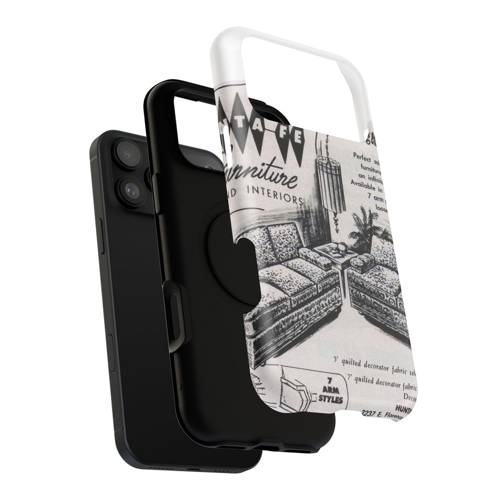 Retro Living Room Vintage Ad Phone Case — Mid Century Furniture Design, Impact-Resistant