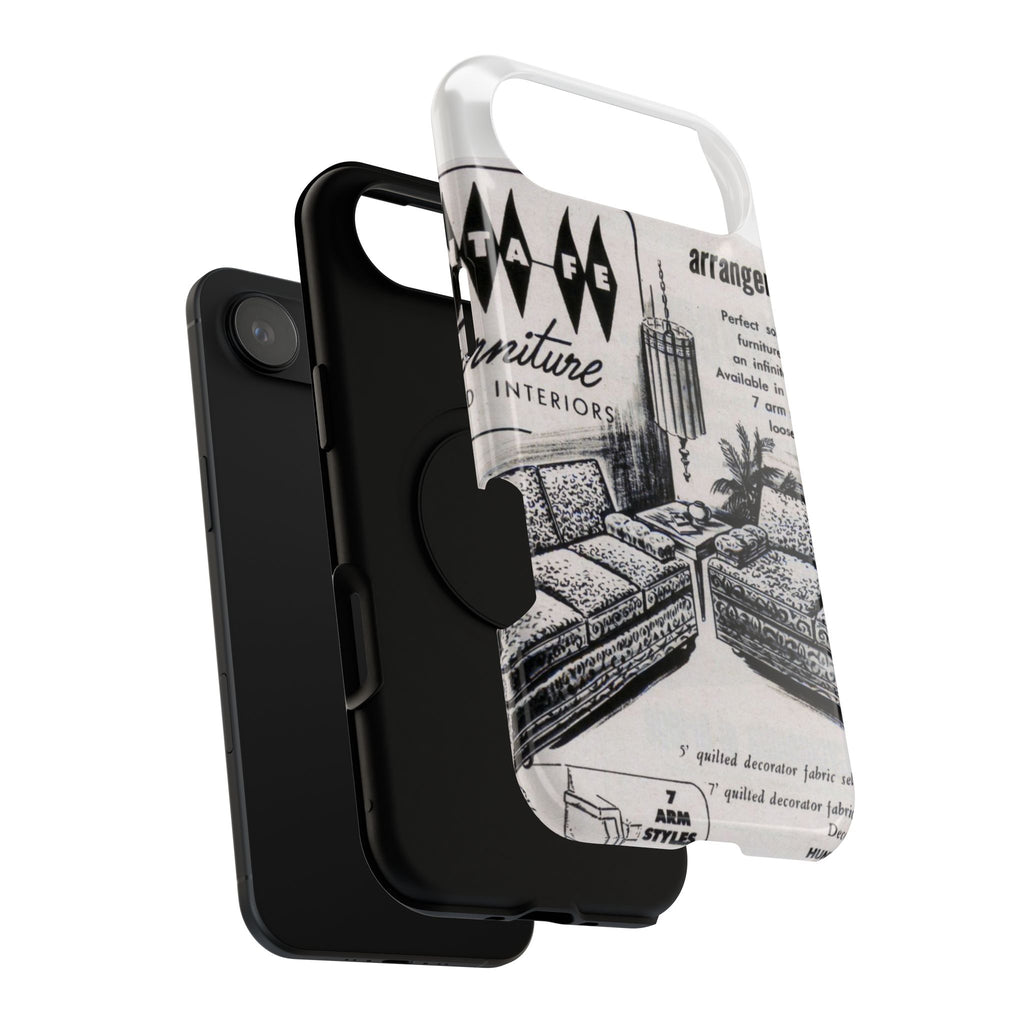 Retro Living Room Vintage Ad Phone Case — Mid Century Furniture Design, Impact-Resistant