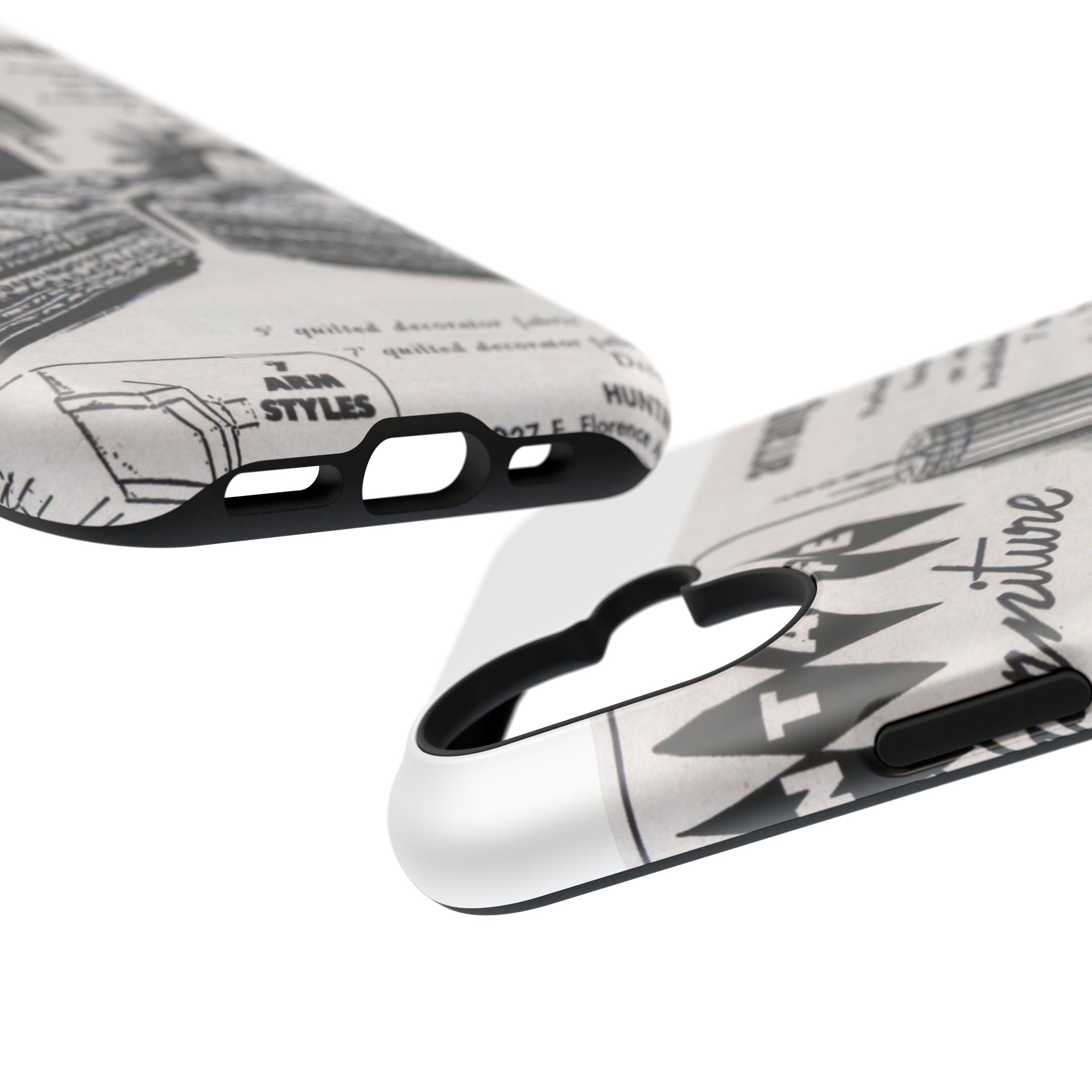 Retro Living Room Vintage Ad Phone Case — Mid Century Furniture Design, Impact-Resistant