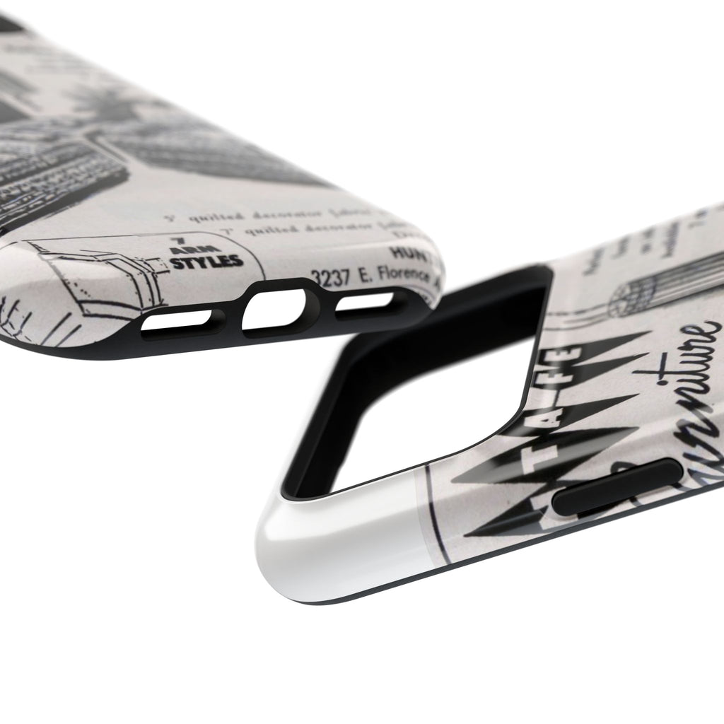 Retro Living Room Vintage Ad Phone Case — Mid Century Furniture Design, Impact-Resistant